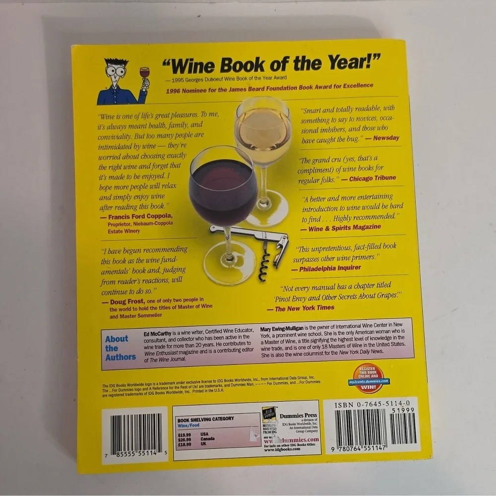 Wine for Dummies 2nd Edition by Ed McCarthy & Mary Ewing-Mulligan (1998 TP)